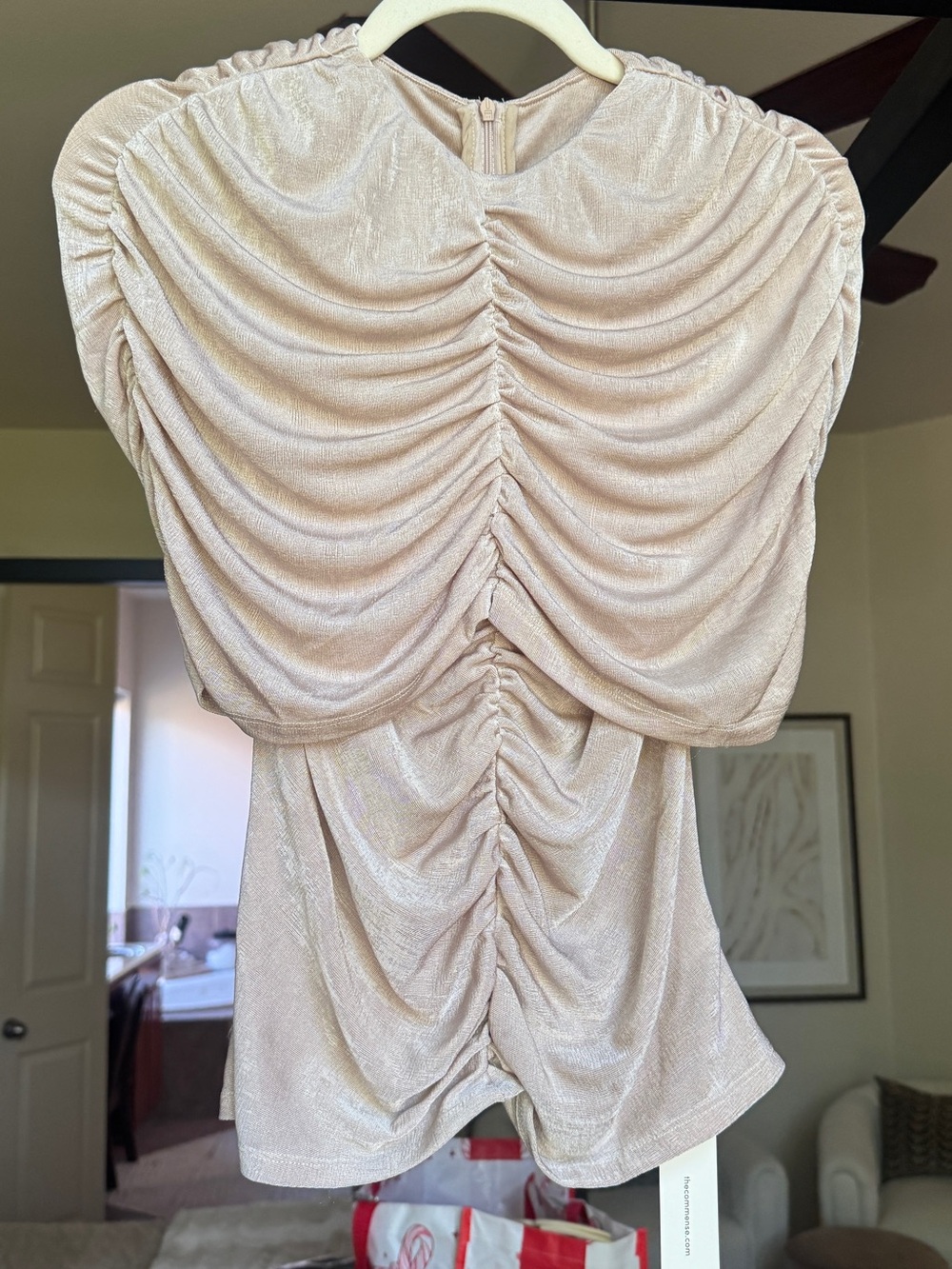 Ruched Short Sleeve Top in Taupe - Picture 10 of 10
